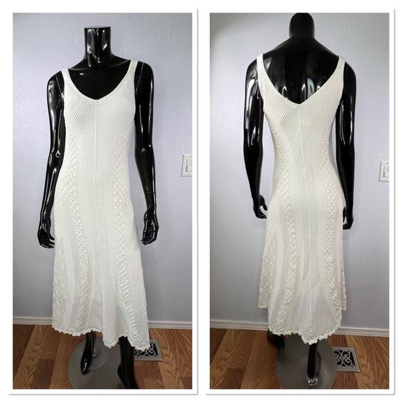 Vince Macramé 100% Cotton Midi Sweater Dress Sz XS NWT - Picture 2 of 11